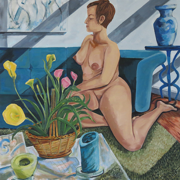 Greek Nude with Calla Lillies, 2014: 36'' x 36'', oil on canvas