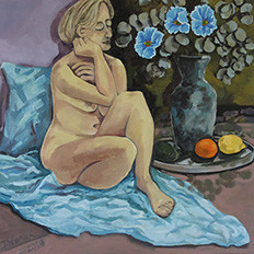 Nordic Nude with Himalayan Poppies, 2014: 36'' x 36'', oil on canvas